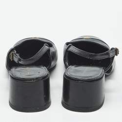 Pre Owned Tory Burch Black Leather Benton Block Heel Slingback Pumps Size 38