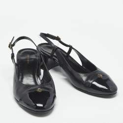 Pre Owned Tory Burch Black Leather Benton Block Heel Slingback Pumps Size 38