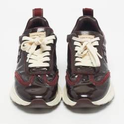 Pre Owned Tory Burch Burgundy Suede and Patent Leather Low Top Sneakers Size 39.5