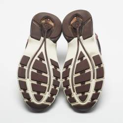 Pre Owned Tory Burch Burgundy Suede and Patent Leather Low Top Sneakers Size 39.5