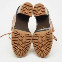 Pre Owned Tory Burch Brown Leather and Nubuck Leather Miller Ankle Length Boots Size 40