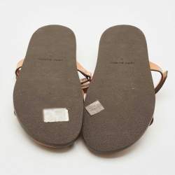 Pre Owned Tory Burch Tan Leather Ines Sport Flat Slides Size 41