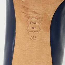 Pre Owned Tory Burch Navy Blue Leather Janey Pumps Size 38