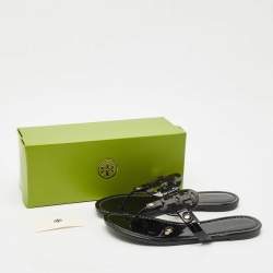 Pre Owned Tory Burch Black Patent Leather Miller Thong Flats Size 39.5