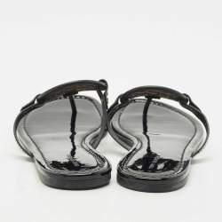 Pre Owned Tory Burch Black Patent Leather Miller Thong Flats Size 39.5