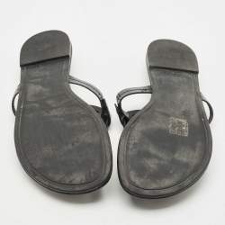 Pre Owned Tory Burch Black Patent Leather Miller Thong Flats Size 39.5