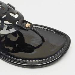 Pre Owned Tory Burch Black Patent Leather Miller Thong Flats Size 39.5