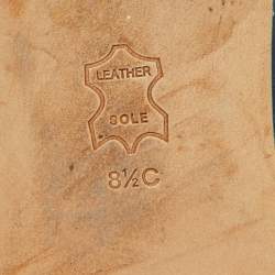 Pre Owned Tory Burch Navy Blue Croc Embossed Leather Martine Flat Slide Sandals Size 38.5