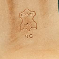 Pre Owned Tory Burch Green Croc Embossed Leather Martine Block Heel Slide Sandals Size 39