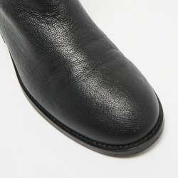 Pre Owned Tory Burch Black Leather Moto Mid Calf Boots Size 38           