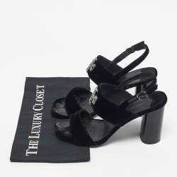 Pre Owned Tory Burch Black Velvet Eleanor Slingback Sandals Size 38