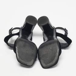 Pre Owned Tory Burch Black Velvet Eleanor Slingback Sandals Size 38