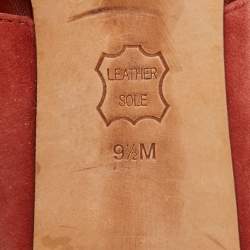 Pre Owned Tory Burch Red Patent Leather and Suede Pointed Toe Slingback Pumps Size 39.5