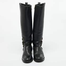 Pre Owned Tory Burch Black Leather Amanda Knee Length Boots Size 36.5