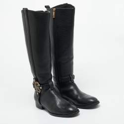 Pre Owned Tory Burch Black Leather Amanda Knee Length Boots Size 36.5