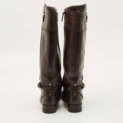 Pre Owned Tory Burch Dark Brown Knee Length Boots Size 36.5