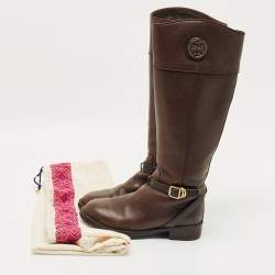 Pre Owned Tory Burch Dark Brown Knee Length Boots Size 36.5