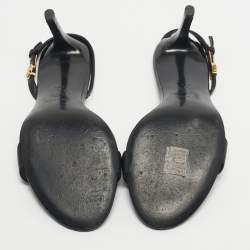 Pre Owned Tory Burch Black Leather Double T Slingback Sandals Size 38.5