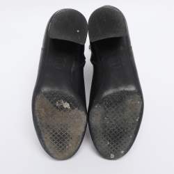 Pre Owned Tory Burch Black Leather Ankle Length Boots Size 35