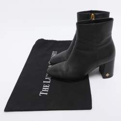 Pre Owned Tory Burch Black Leather Ankle Length Boots Size 35
