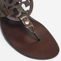 Pre Owned Tory Burch Brown Leather Thong Slingback Sandals Size 38