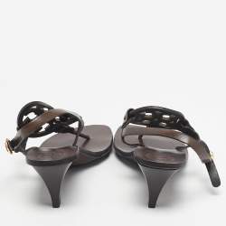 Pre Owned Tory Burch Brown Leather Thong Slingback Sandals Size 38