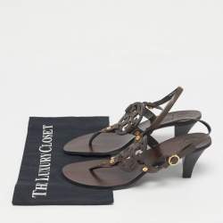 Pre Owned Tory Burch Brown Leather Thong Slingback Sandals Size 38