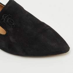 Pre Owned Tory Burch Black Suede Smoking Loafer Size 36