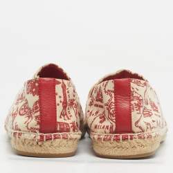 Pre Owned Tory Burch Pink/Canvas and  Leather Lucia Espadrille Flats Size 39