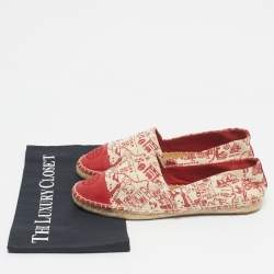 Pre Owned Tory Burch Pink/Canvas and  Leather Lucia Espadrille Flats Size 39