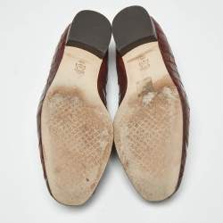 Pre Owned Tory Burch Brown Croc Embossed Leather Loafers Size 38