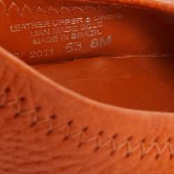 Pre Owned Tory Burch Orange Leather Logo Peep Toe Wedge Pumps Size 38