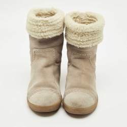 Pre Owned Tory Burch Beige Nubuck Leather Snow Boots Size 37