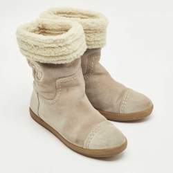 Pre Owned Tory Burch Beige Nubuck Leather Snow Boots Size 37
