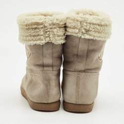 Pre Owned Tory Burch Beige Nubuck Leather Snow Boots Size 37