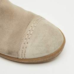 Pre Owned Tory Burch Beige Nubuck Leather Snow Boots Size 37