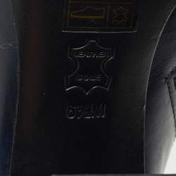 Pre Owned Tory Burch Navy Blue Leather Ankle Length Boots Size 36.5