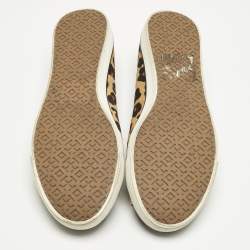 Pre Owned Tory Burch Brown Calf Hair and Patent Leather Skyler Ballet Flats Size 38