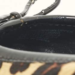 Pre Owned Tory Burch Brown Calf Hair and Patent Leather Skyler Ballet Flats Size 38