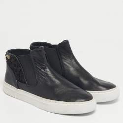 Pre Owned حذاء رياضي توري برش سويدي رصاصي سكارليت مزخرف كريستال مقاس 37.5