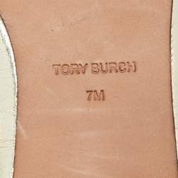 مملوكة مسبقًا Tory Burch Gold Leather Georgia Mules Size 37