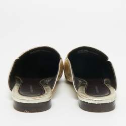 مملوكة مسبقًا Tory Burch Gold Leather Georgia Mules Size 37