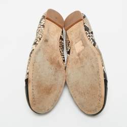مملوكة مسبقًا Tory Burch Beige/Brown Python Embossed Minnie Ballet Flats Size 37.5