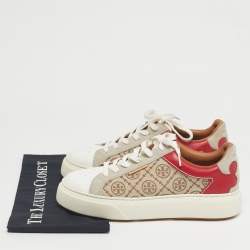 مملوكة مسبقًا Tory Burch Multicolor Monogram Canvas and Leather Ladybug Sneakers Size 40.5