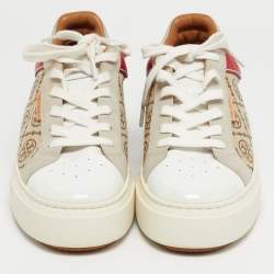 مملوكة مسبقًا Tory Burch Multicolor Monogram Canvas and Leather Ladybug Sneakers Size 40.5