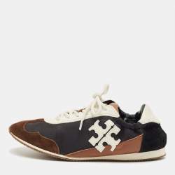 Pre Owned Tory Burch Multicolor Leather and Nylon Tory Sneakers Size 39.5