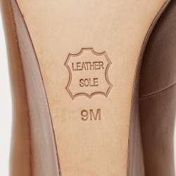 Pre Owned Tory Burch Brown Leather Reva Wedge Peep Toe Pumps Size 39