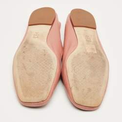 Pre Owned Tory Burch Pink Leather Charm Smoking Slippers Size 41
