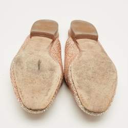 Pre Owned Tory Burch Gold Glitter Amalia Mules Size 39