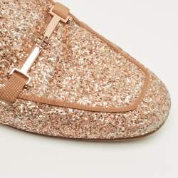 Pre Owned Tory Burch Gold Glitter Amalia Mules Size 39